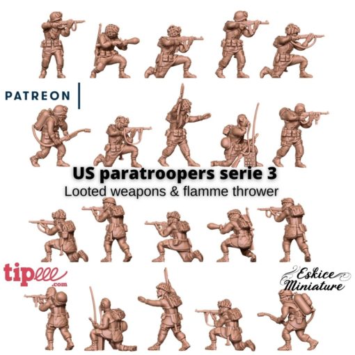 US Paratroopers w/ Looted Weapons Series 3 - United States Army - 28mm -  Eskice Miniature