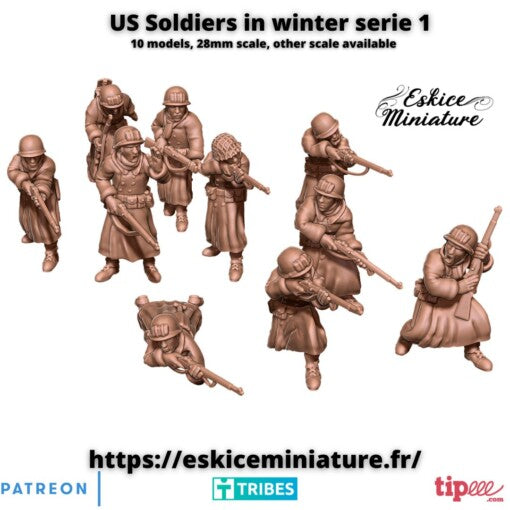 US Soldiers in Winter Series 1 - United States Army - 28mm - Eskice Miniature