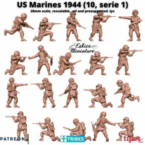 US Marines 1944 - United States Army - 28mm - Eskice Miniature