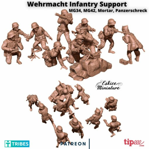 Wehrmacht Infantry Support Pack - German Army - 28mm -  Eskice Miniature