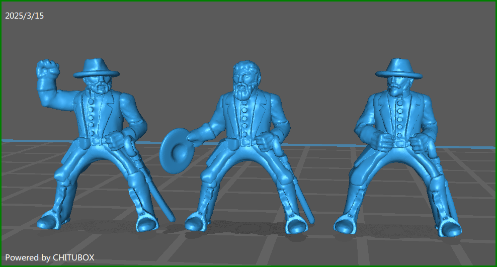 15mm ACW Generals with Greatcoat and Hat - 3 Minis - MC Minis