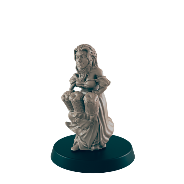 Human Female Barmaid - Everyday Folk - Minis - EC3D - - Dungeons & Dragons - RPG - Tabletop - EC3D - Miniature