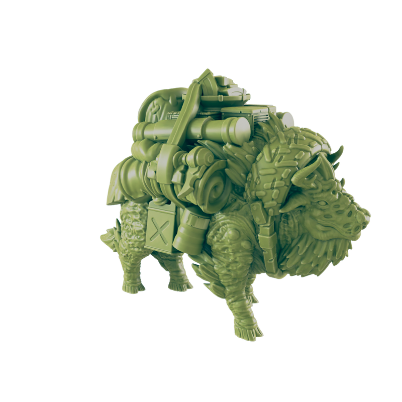 Mutated Bison Pack Animal - Return to the Badlands - Mini - EC3D - Cyber Punk - SciFi RPG