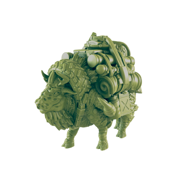 Mutated Bison Pack Animal - Return to the Badlands - Mini - EC3D - Cyber Punk - SciFi RPG