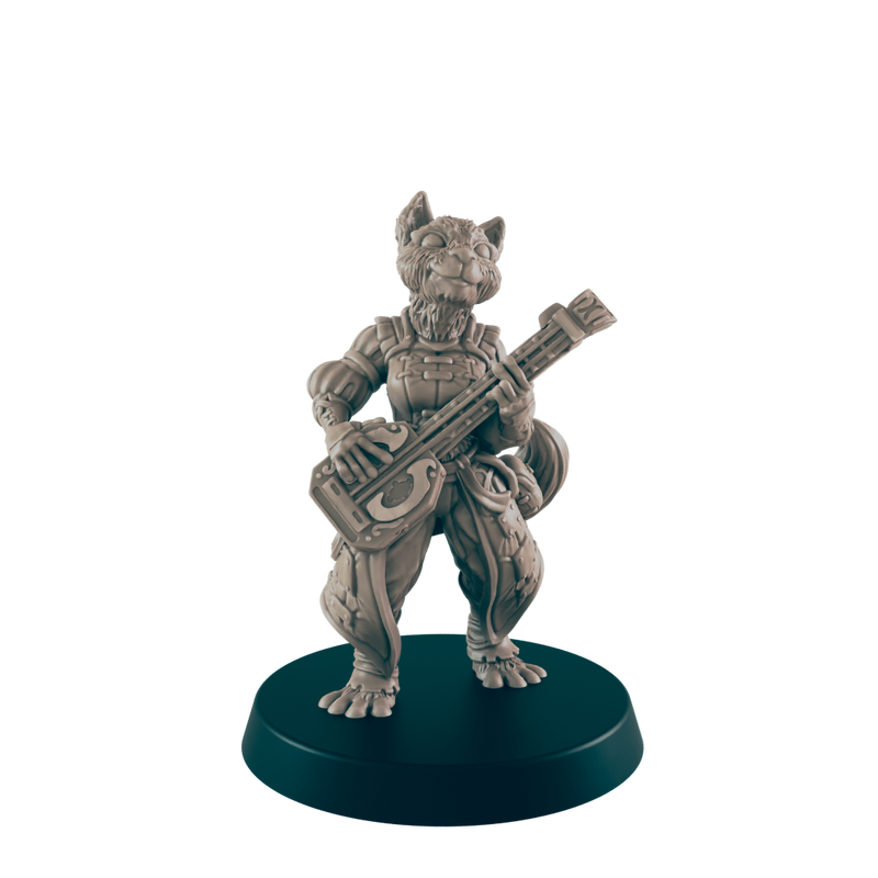 Catfolk Female Musician - Everyday Folk - Mini - EC3D - - Dungeons & Dragons - RPG - Tabletop - EC3D - Miniature