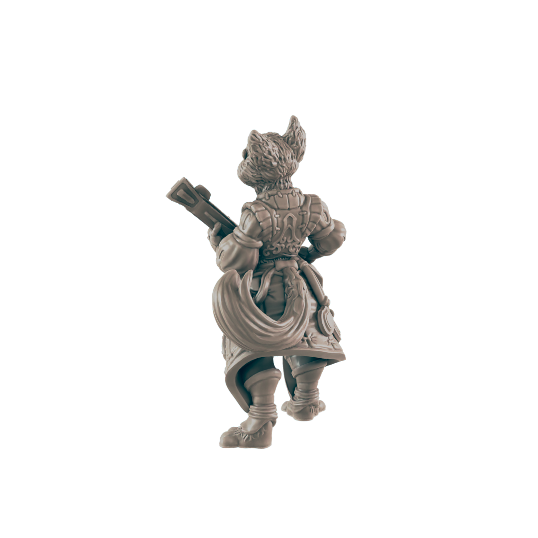 Catfolk Female Musician - Everyday Folk - Mini - EC3D - - Dungeons & Dragons - RPG - Tabletop - EC3D - Miniature