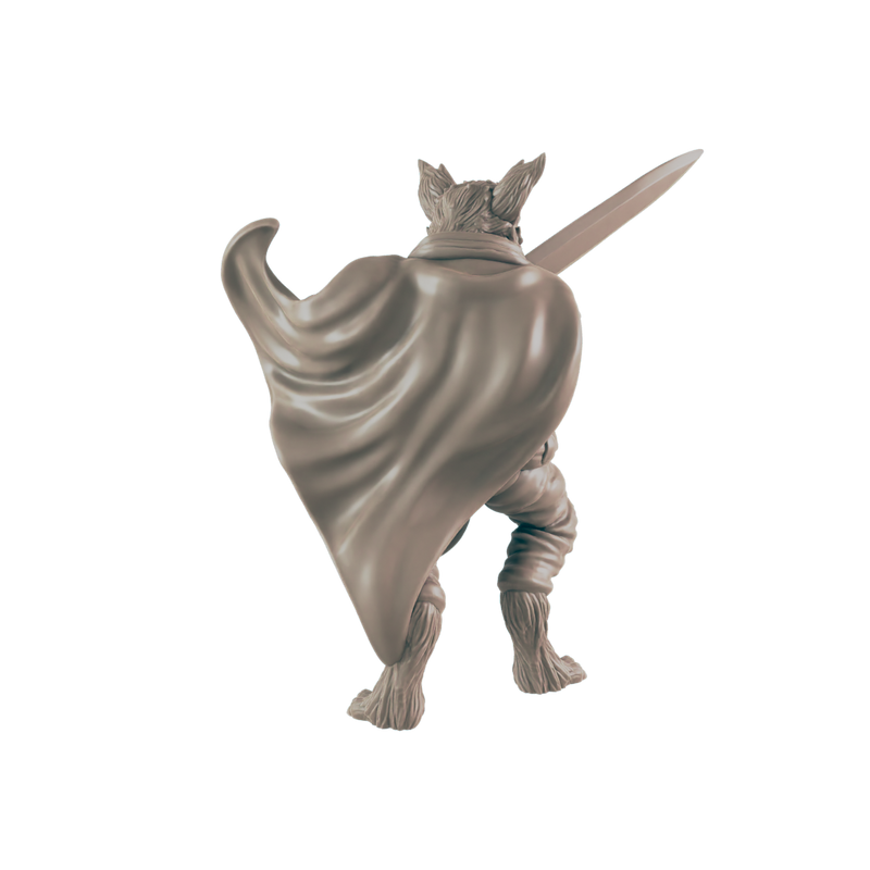 Fighter Catfolk Male - Everyday Heroes - Minis - EC3D - - Dungeons & Dragons - RPG - Tabletop - EC3D - Miniature