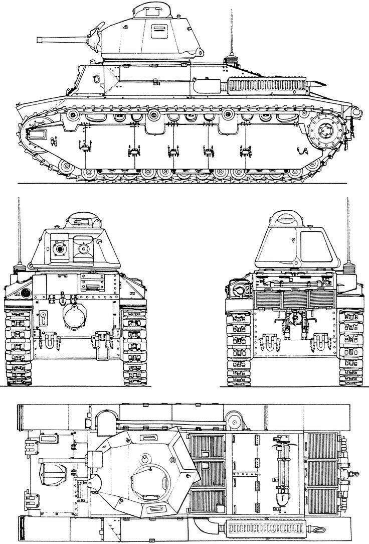 Medium Tank Renault D2 - French Army - 28mm Scale -  wargame3d