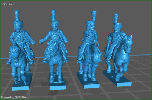 small 15mm “w epic size” French ADCs in hussar dress and shako- 4 minis - MC Mini