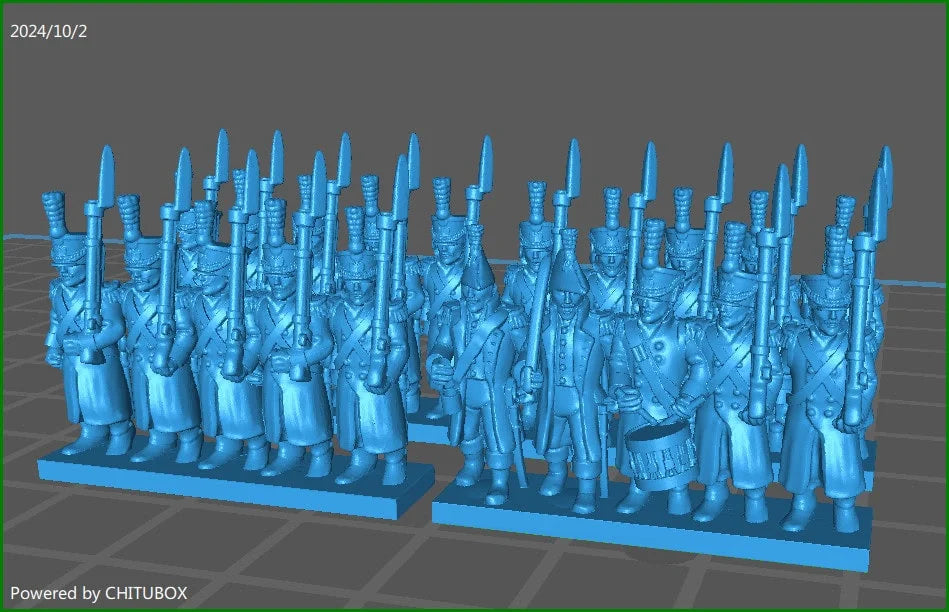 15mm “w epic size” French Mid Guard Fuciliers with greatcoat - 4 strips - MC Minis