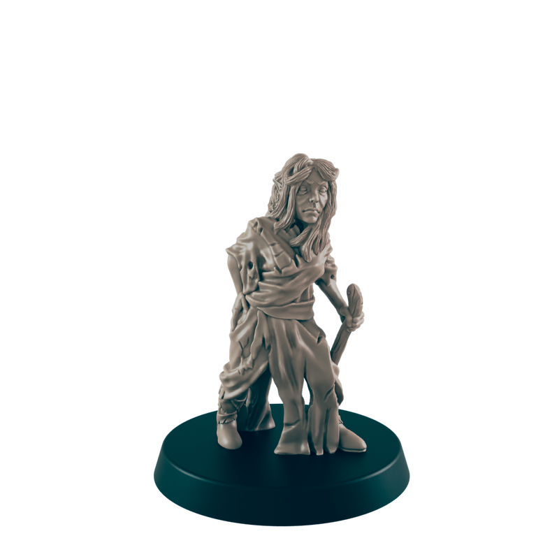 Elven Female Destitute - Everyday Folk - Minis - EC3D - - Dungeons & Dragons - RPG - Tabletop - EC3D - Miniature