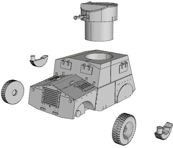 Car Beaverette MKIII - UK Army - Bolt Action - wargame3d- 28mm Scale