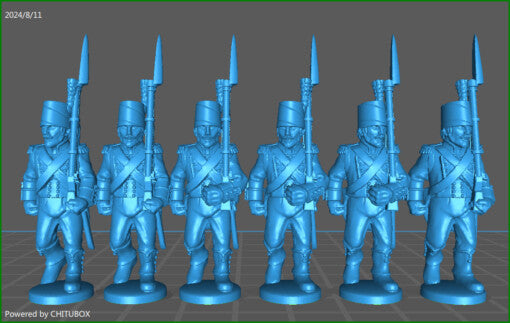 28mm French Revolution light infantry 1790-1798 w mirliton - 6 minis - MC Minis