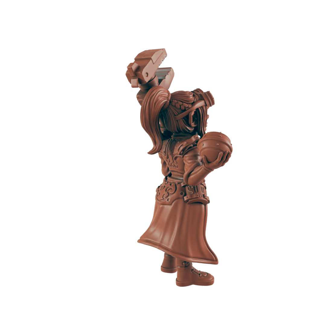 Gnome Female Mechanic - Bolts and Brimstone - Minis - EC3D - Steampunk - SciFi RPG