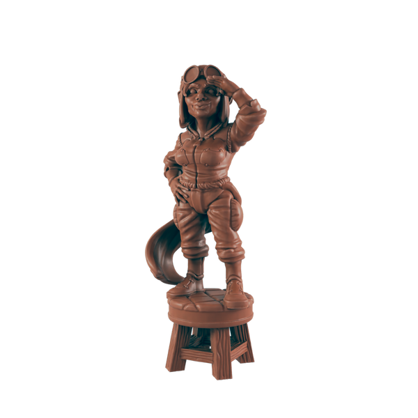 Gnomish Female Aviator - Bolts and Brimstone - Minis - EC3D - Steampunk - SciFi RPG