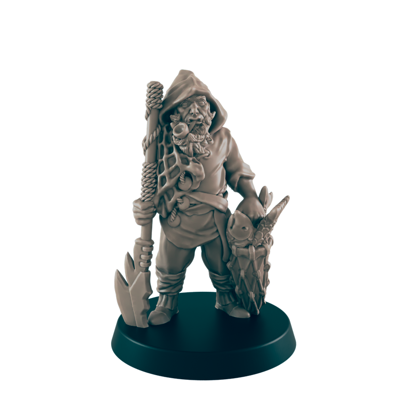 Half Ork Male Fisherman - Everyday Folk - Minis - EC3D - - Dungeons & Dragons - RPG - Tabletop - EC3D - Miniature