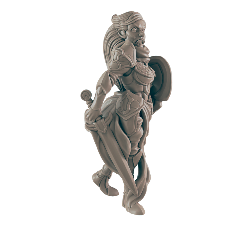 Paladin Halforc Female - Everyday Heroes - Minis - EC3D - - Dungeons & Dragons - RPG - Tabletop - EC3D - Miniature