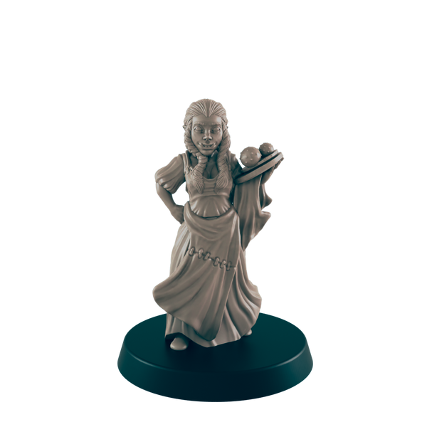 Half Orc Female Waitress- Everyday Folk - Minis - EC3D - - Dungeons & Dragons - RPG - Tabletop - EC3D - Miniature