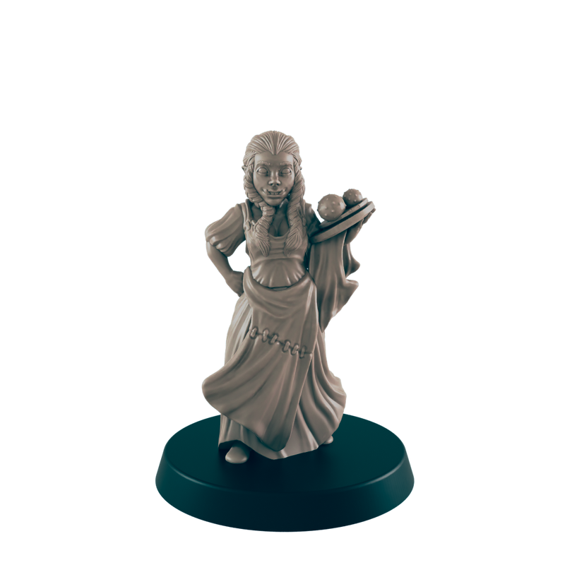 Half Orc Female Waitress- Everyday Folk - Minis - EC3D - - Dungeons & Dragons - RPG - Tabletop - EC3D - Miniature