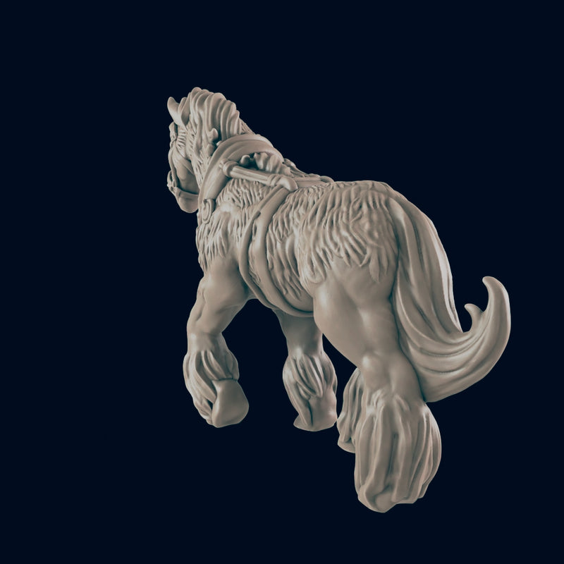 Draft Horse - Everyday Folk - Minis - EC3D - - Dungeons & Dragons - RPG - Tabletop - EC3D - Miniature