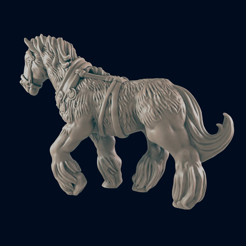 Draft Horse - Everyday Folk - Minis - EC3D - - Dungeons & Dragons - RPG - Tabletop - EC3D - Miniature