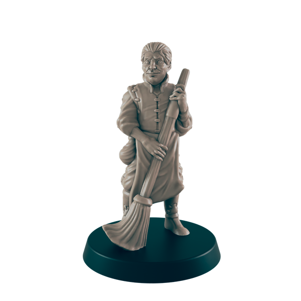 Human Male Street Sweeper - Everyday Folk - Mini - EC3D - - Dungeons & Dragons - RPG - Tabletop - EC3D - Miniature