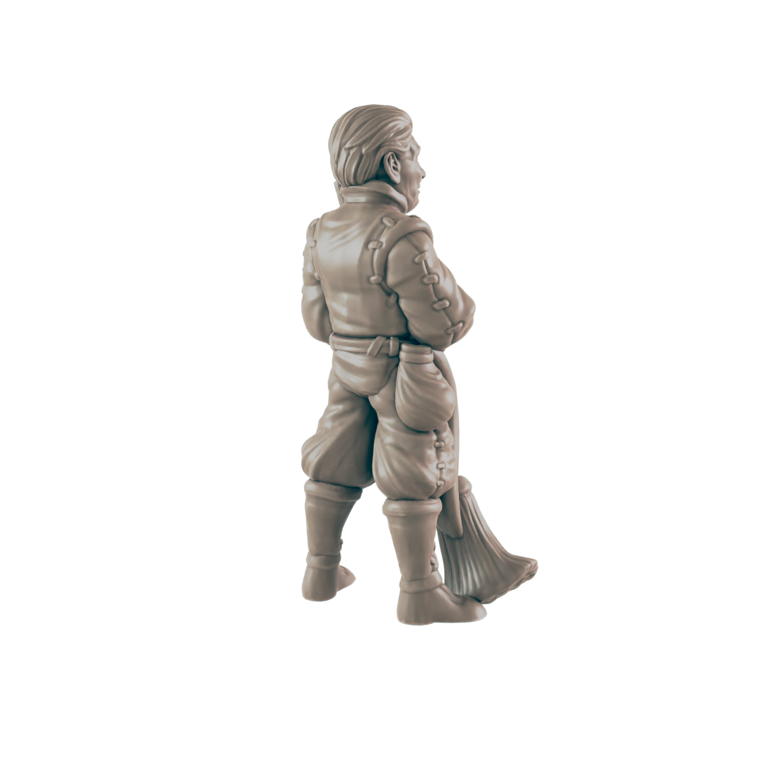 Human Male Street Sweeper - Everyday Folk - Mini - EC3D - - Dungeons & Dragons - RPG - Tabletop - EC3D - Miniature