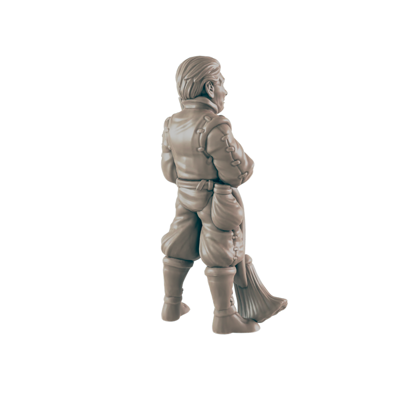 Human Male Street Sweeper - Everyday Folk - Mini - EC3D - - Dungeons & Dragons - RPG - Tabletop - EC3D - Miniature