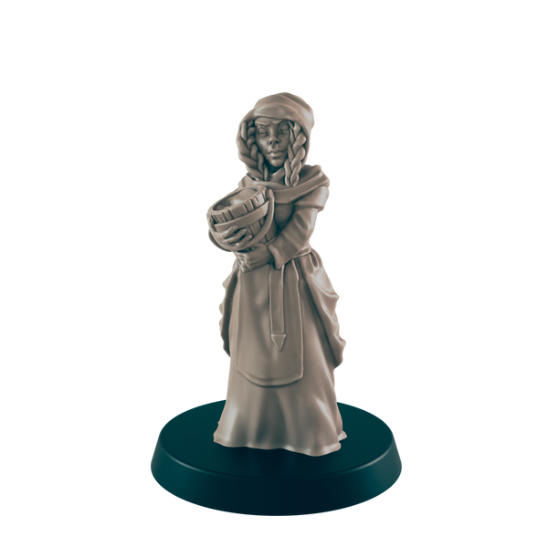 Human Female Washerwoman - Everyday Folk - Minis - EC3D - - Dungeons & Dragons - RPG - Tabletop - EC3D - Miniature