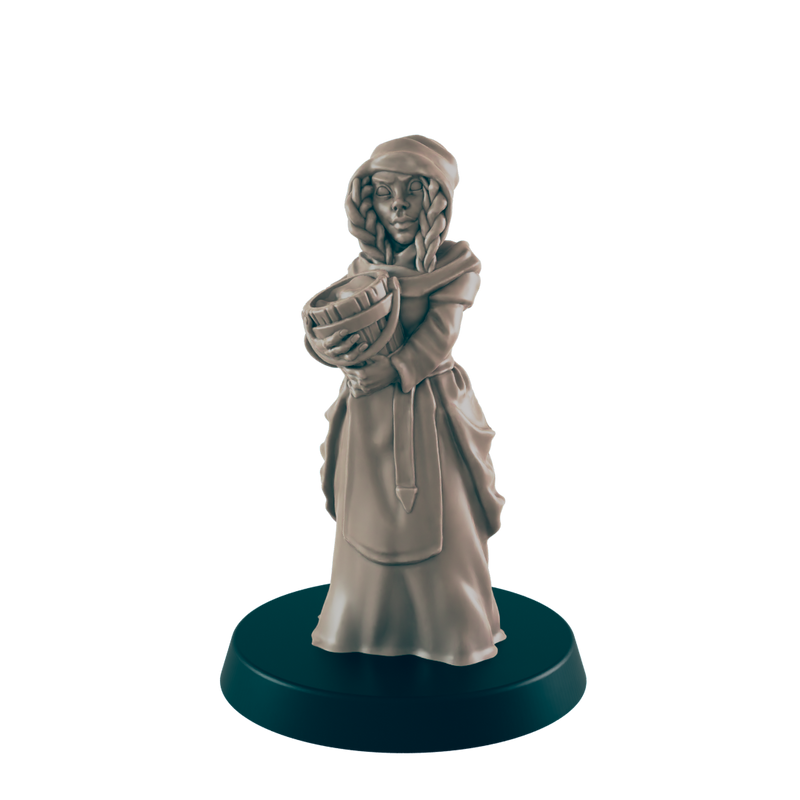 Human Female Washerwoman - Everyday Folk - Minis - EC3D - - Dungeons & Dragons - RPG - Tabletop - EC3D - Miniature