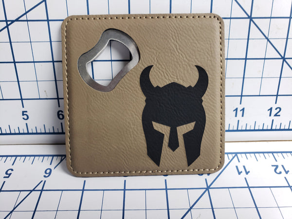 Helmet Coasters - Individual Coasters - Leatherette - Bottle Opener Coaster - D&D - Dungeons and Dragons - Fantasy - RPG - Medieval