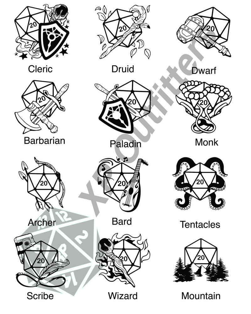 D&D D20 Themed Icons Money Clip - 1.75" X 2.5" - Leatherette - Laser Engraved - Dungeons and Dragons Gift - Multiple Images!