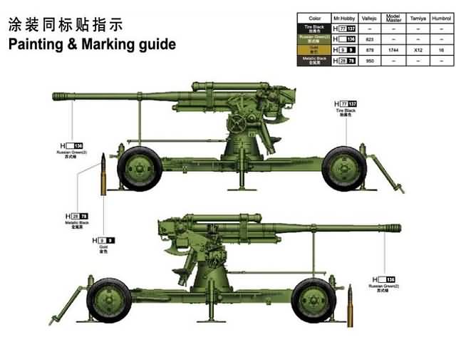 K-52 Heavy AA Gun 85mm - Russian Army -  wargame3d- 28mm Scale
