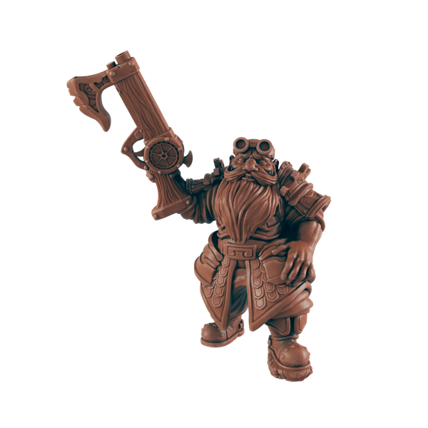 Male Dwarf Fighter - Bolts and Brimstone - Minis - EC3D - Steampunk - SciFi RPG