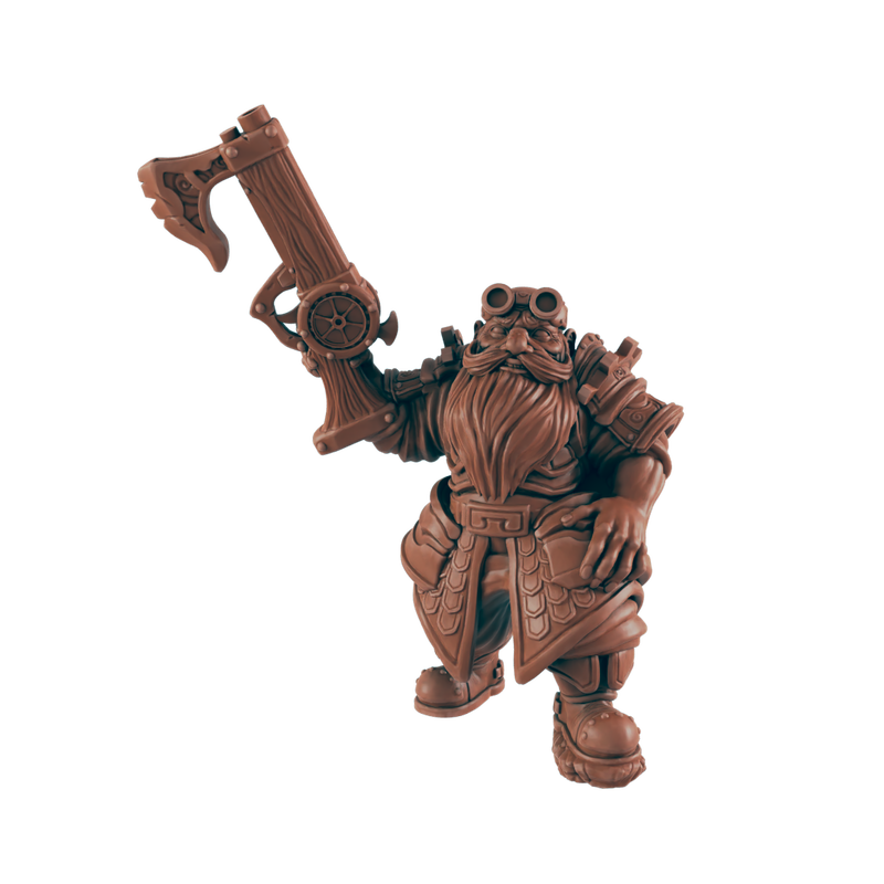 Male Dwarf Fighter - Bolts and Brimstone - Minis - EC3D - Steampunk - SciFi RPG