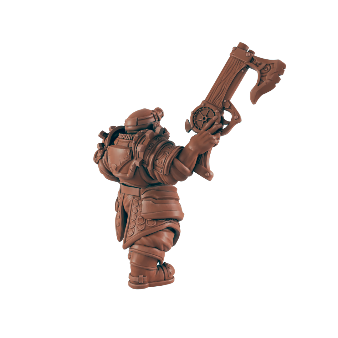 Male Dwarf Fighter - Bolts and Brimstone - Minis - EC3D - Steampunk - SciFi RPG