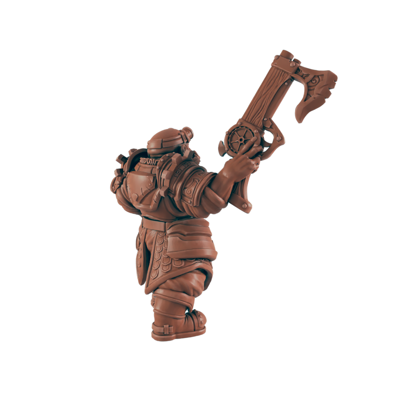 Male Dwarf Fighter - Bolts and Brimstone - Minis - EC3D - Steampunk - SciFi RPG