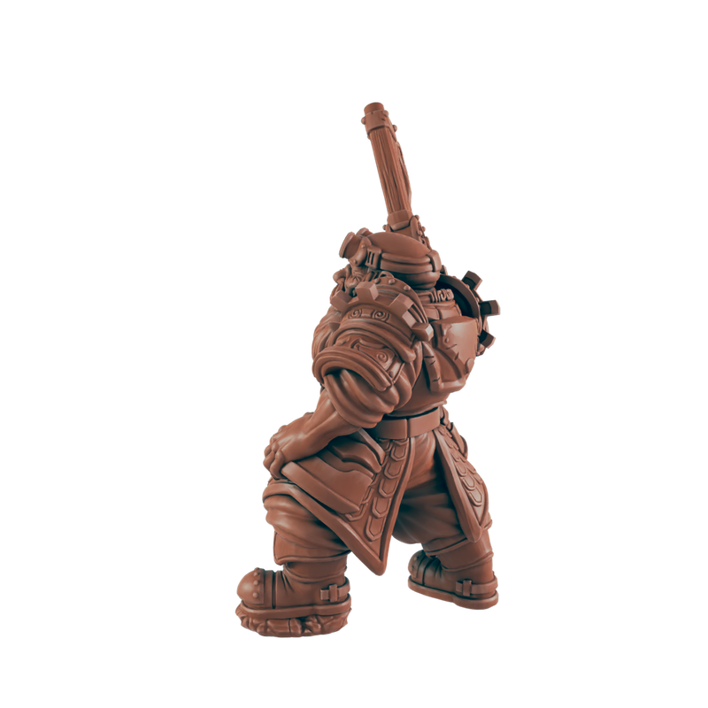 Male Dwarf Fighter - Bolts and Brimstone - Minis - EC3D - Steampunk - SciFi RPG