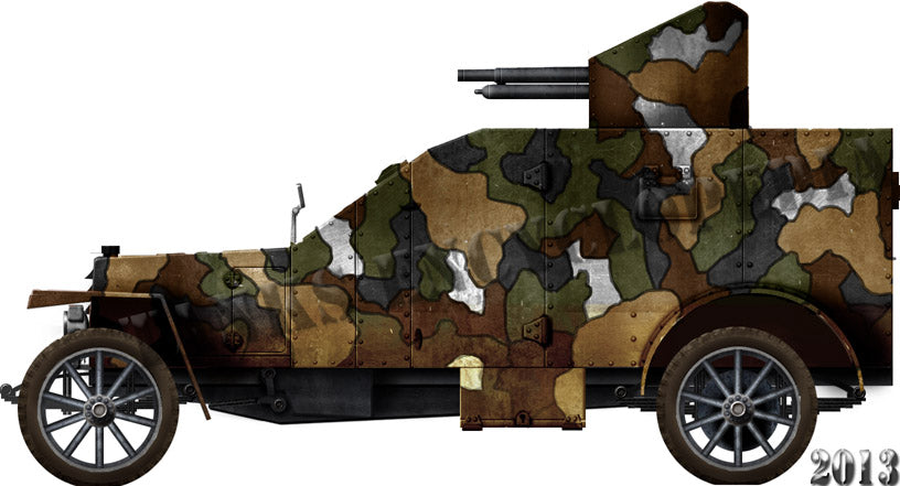 Peugeot armoured car 1914 - WWI - French Army -  wargame3d- 28mm Scale