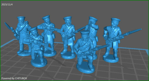 28mm Prussian Landwehr skirmishing - 7 minis - MC Mini