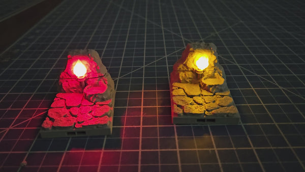 DT led Torch Walls - 28 mm / 1" - DragonLock - DND - Pathfinder - RPG - Dungeon & Dragons - Terrain - Fat Dragon Games