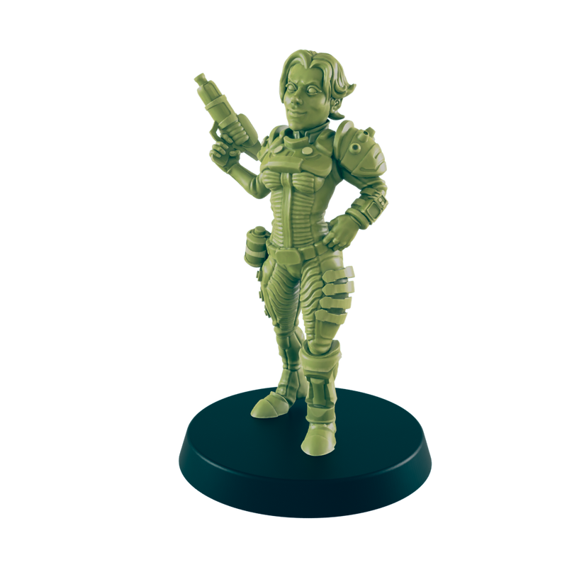 Female Vault Dweller - Beyond the Badlands - Mini - EC3D - Cyber Punk - SciFi RPG