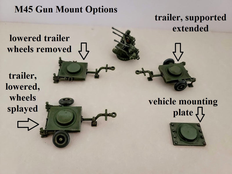 American M45 - 1 Gun, 3 Trailers, 1 mounting Plate - War Games And Dioramas - 28mm - Bolt Action