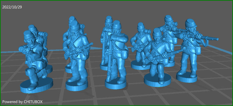 ACW Infantry skirmishing , with kepi, sack coat2 - 10 Minis - 15mm Miniatures