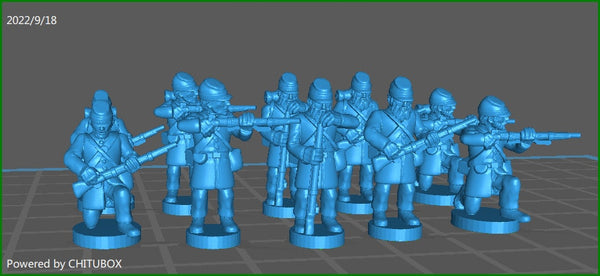 ACW Infantry skirmishing , with kepi , frock coat - 10 Minis - 15mm Miniatures