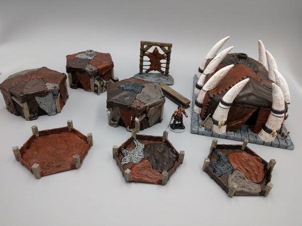 Complete Set of the Hero's Hoard Barbarian Village - DND - Pathfinder - Dungeons & Dragons - RPG - Tabletop - EC3D - Terrain