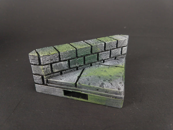 Cut Stone Diagonal Low Wall Tiles - OpenLock or DragonLock - Openforge - DND - Pathfinder - Dungeons & Dragons - RPG - Tabletop - 28 mm / 1"