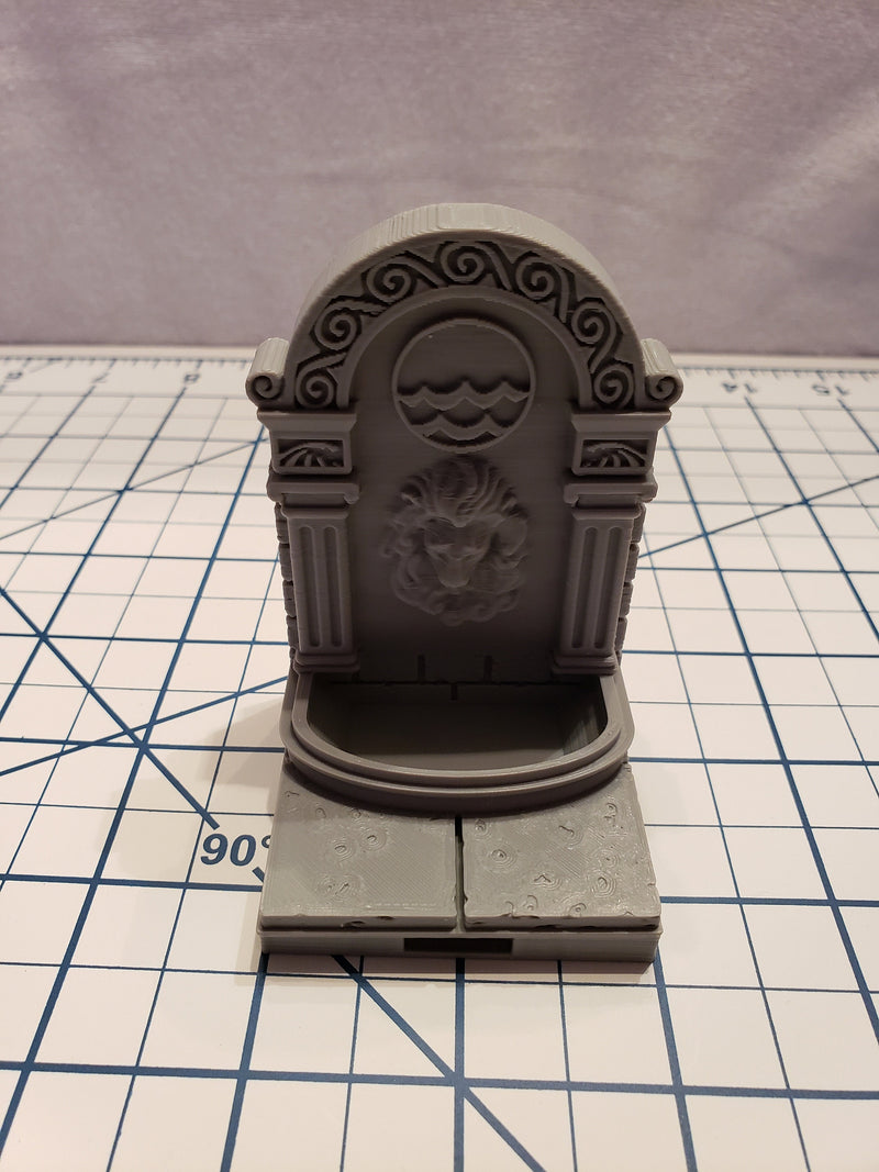 Wall Fountain Tile - OpenLock or DragonLock - Openforge - DND - Pathfinder - Dungeons & Dragons - RPG - Tabletop - 28 mm / 1"