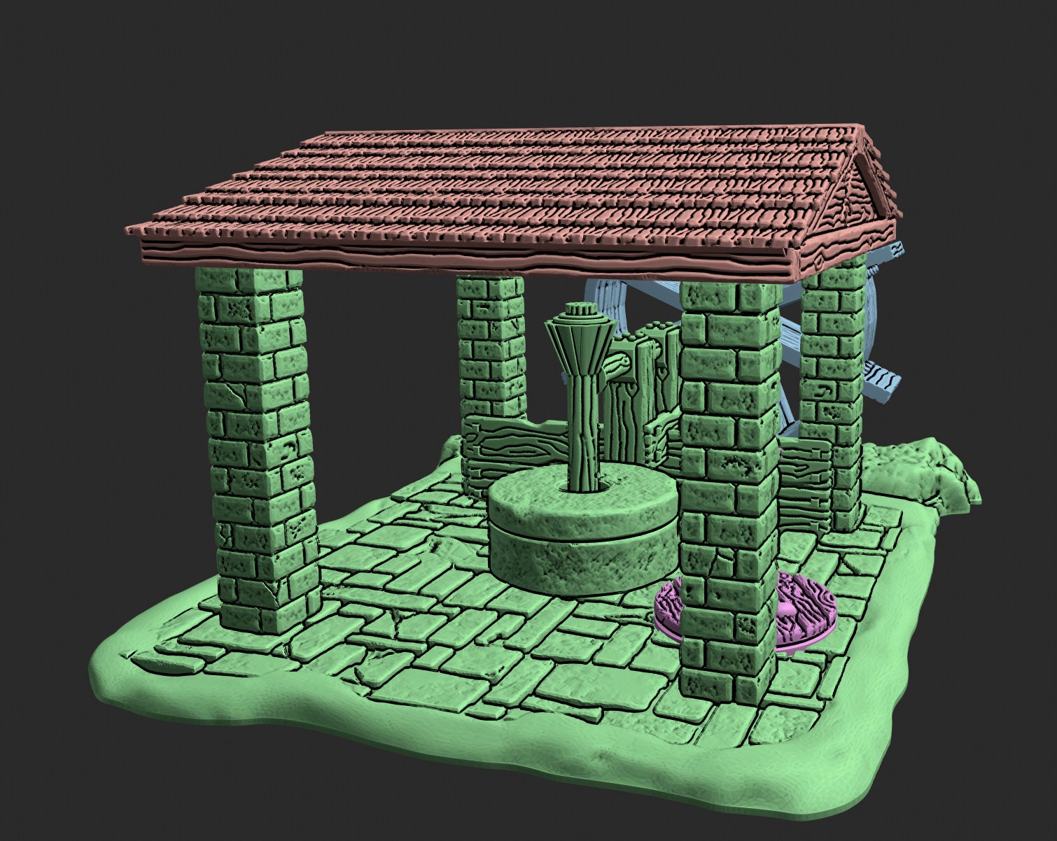 OpenForge Open Air Wheel Mill - Tabletop - DND - Pathfinder - RPG - 28 mm / 1" - Terrain - Dungeons & Dragons -