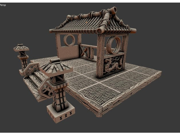 OpenForge Oriental Pagoda - Tabletop - DND - Pathfinder - RPG - 28 mm / 1" - Terrain - Dungeons & Dragons -